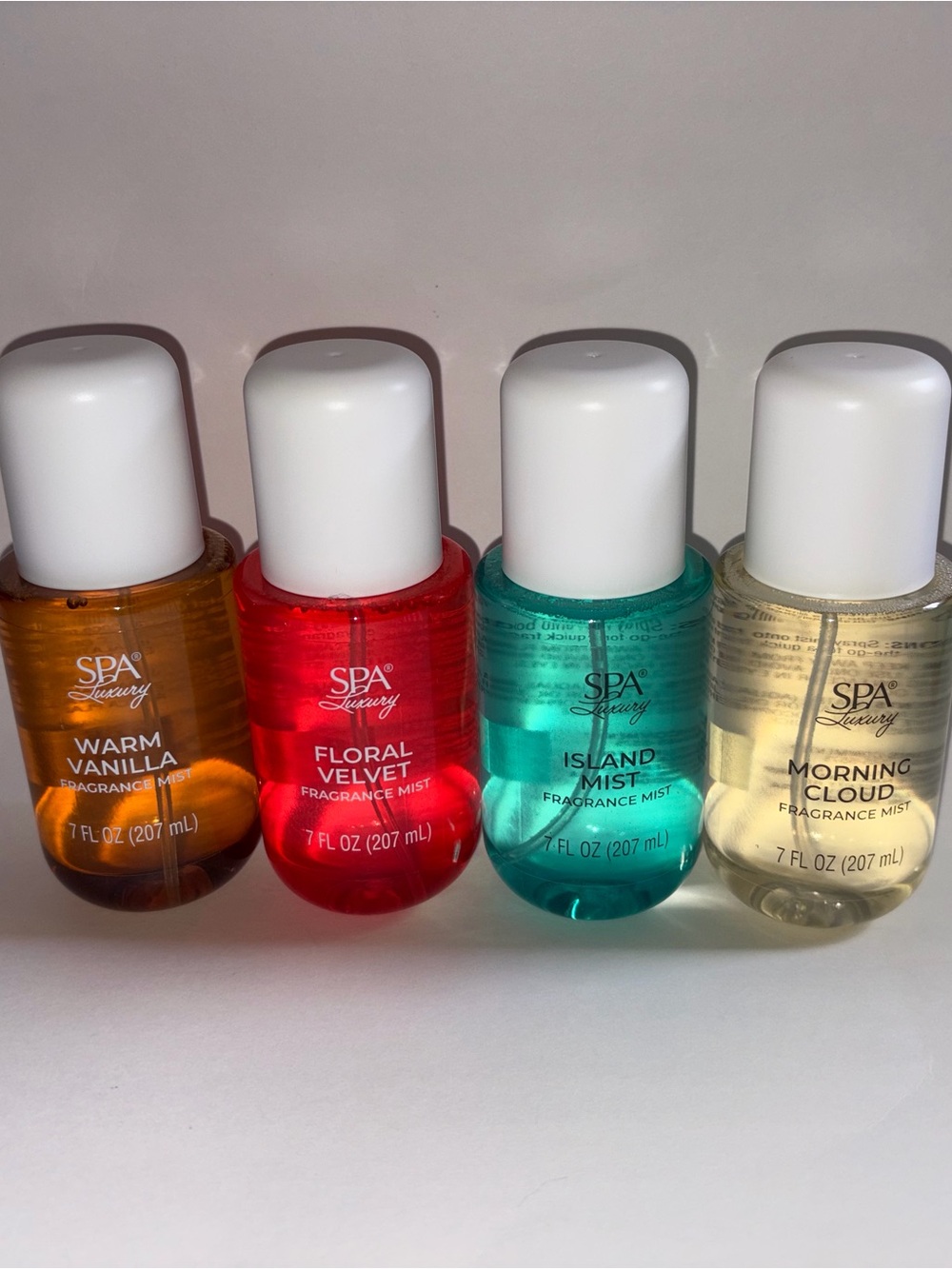 Complete Set Spa Luxury Body Mists: Floral, Vanilla, Morning Cloud, Island NEW